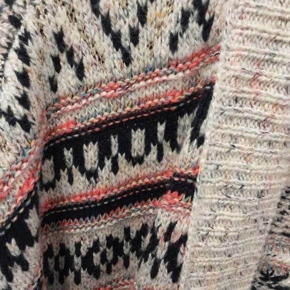 Cozy Boho Fair Isle Open Front Cardigan - Free People Vibes - Hard to Find - Picture 4 of 8
